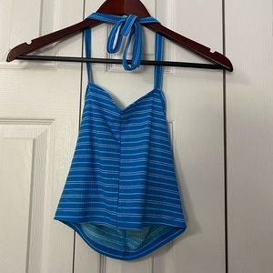 Blue and white halter crop top